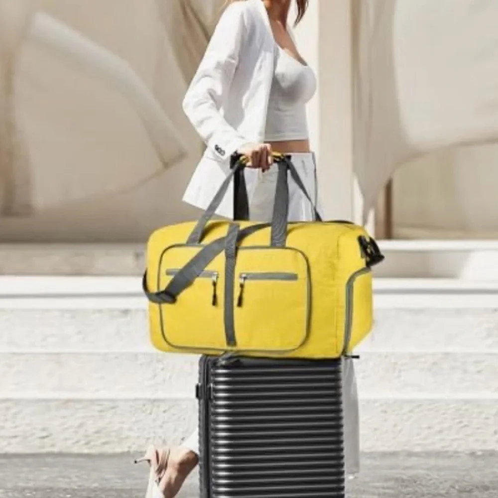 DIMAYAR Yellow and Gray Unisex Duffel Travel Bag